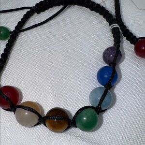 CHAKRA bracelet 7 stone adjustable black cord bracelet